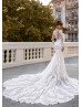 Long Sleeves Lace Tulle Illusion Back Timeless Wedding Dress